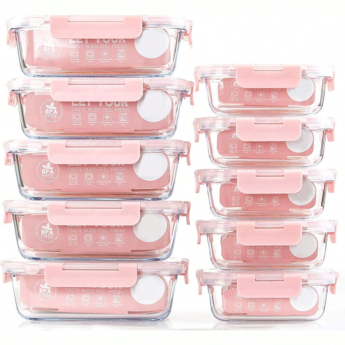 Meal Prep Day - 10'lu Paket Cam Yemek Hazırlık Kapları,