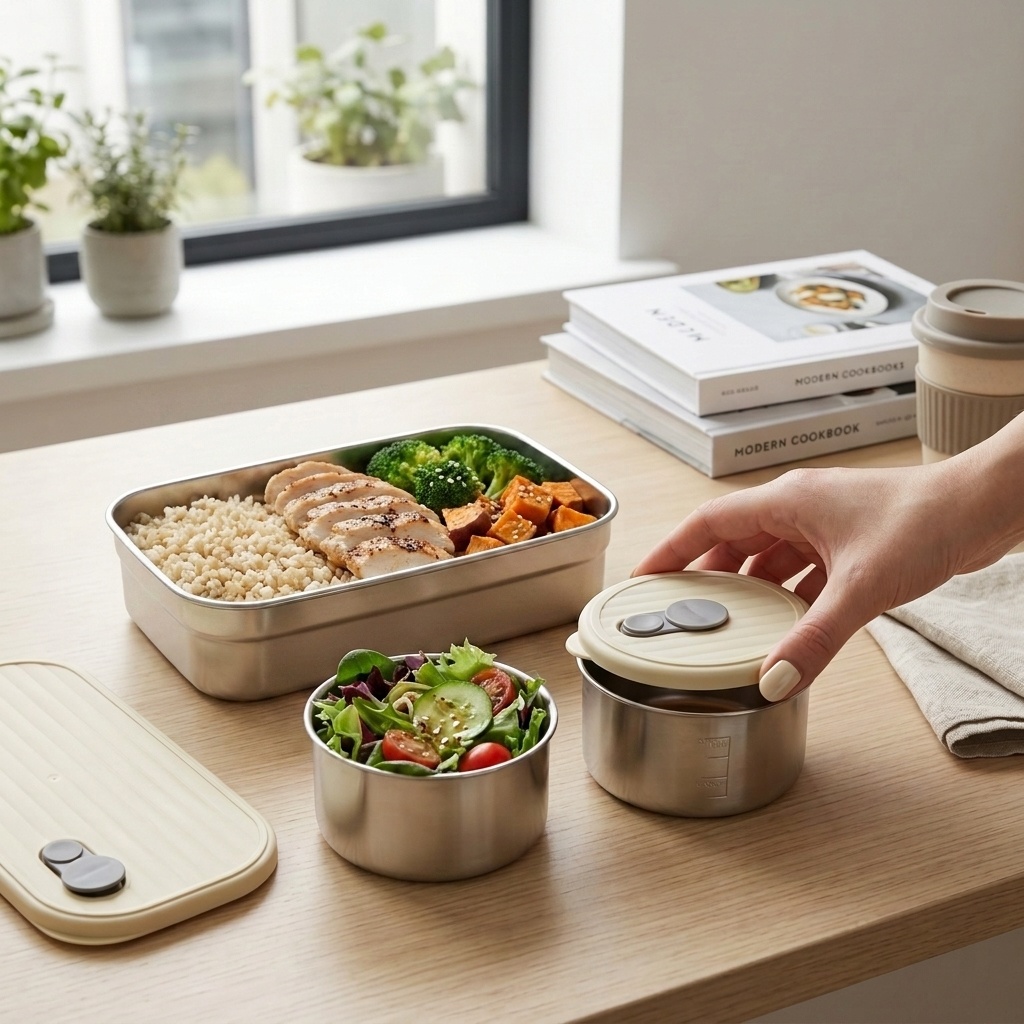 Meal Prep Day - Mikrodalgada Kullanılabilir 304 Paslanmaz Çelik Bento