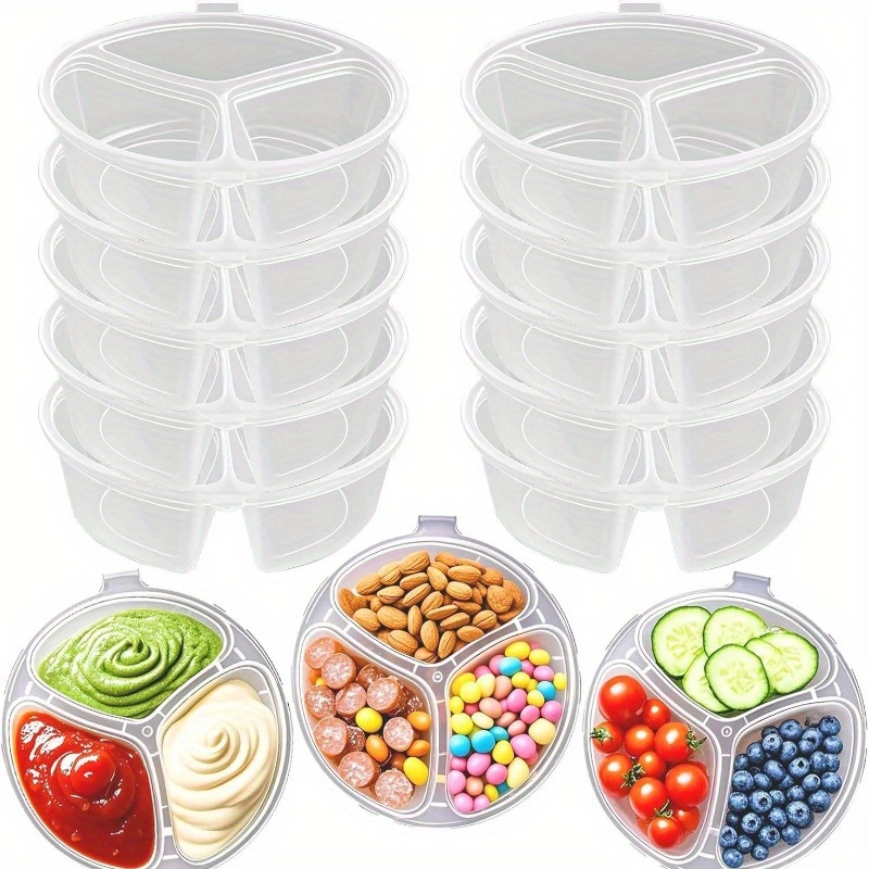 Meal Prep Day - Kapaklı Yuvarlak 3 Bölmeli Tek Kullanımlık